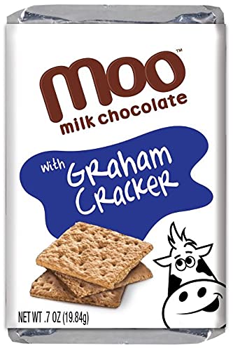 Moo Chocolates All Natural Milk Chocolate Mini Bars with Graham Cracker 0.7 oz 14 ct (Pack of 1) | 100 Calorie Snacks for On-the-Go Lunchboxes Office