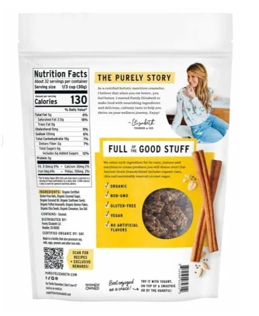 Purely Elizabeth Organic Original Salty-Sweet Ancient Grain Granola Gluten-Free Non-GMO 34oz Bag