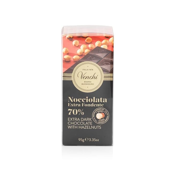 Venchi Set of 6 70% Dark Chocolate and Hazelnut bars 21.16 oz