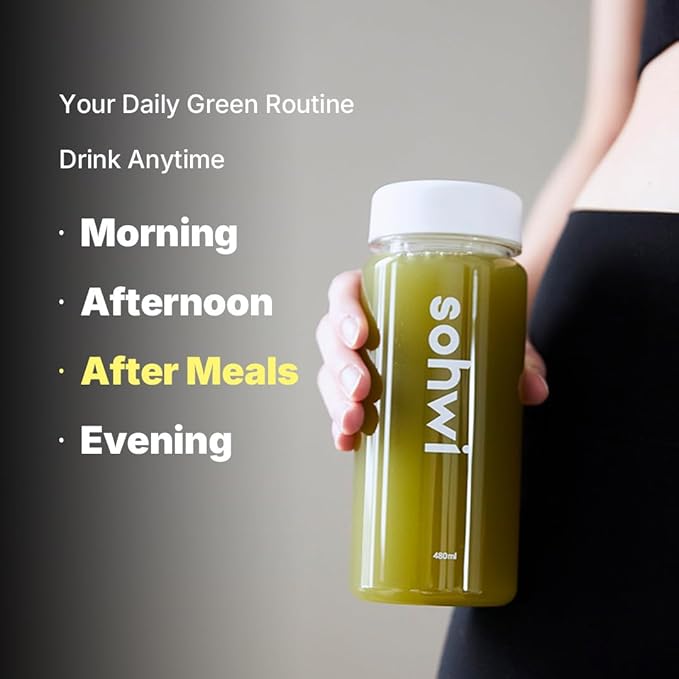 Sohwi Green Tea Shot – Decaffeinated Matcha-Inspired Drink Mix for After Meals Zero Sugar Plant-Based Formula Non-GMO 14 Sticks