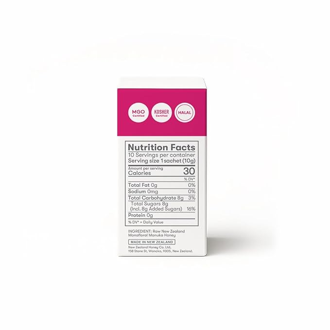 New Zealand Honey Co. Manuka Honey Packets UMF 20+ | Individual Single Serve Packs for Tea and Daily Wellness - Travel Friendly On the Go Format - 10 Pack
