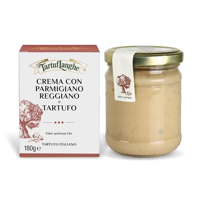 TartufLanghe Parmigiano Reggiano Black Truffle Cream Sauce - Authentic Italian Truffle Sauce for Pasta with Cheese Gourmet Cooking Cream Gluten Free Specialty Condiment - 6.34 oz (Pack of 1)