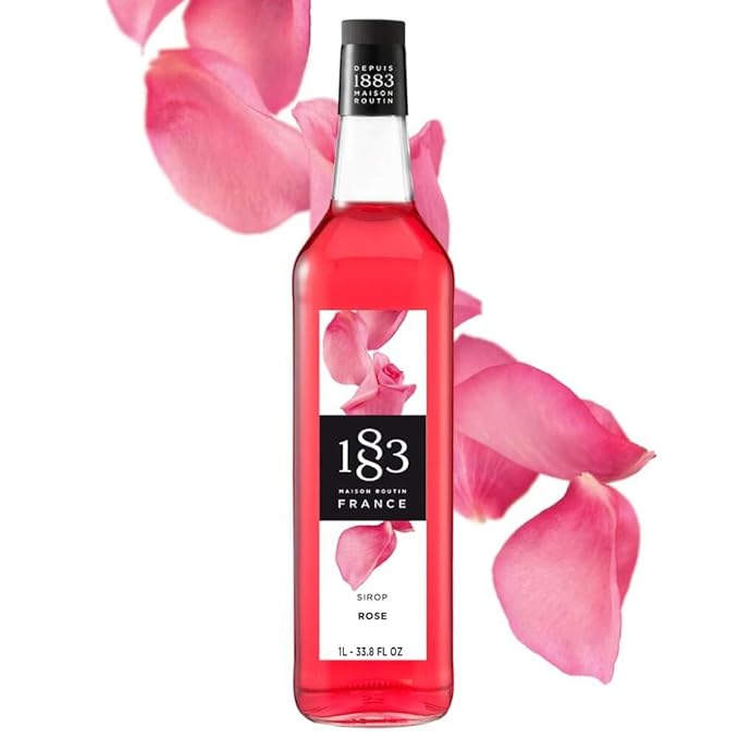 1883 Rose Syrup for Drinks Made in France 1 Liter Glass Bottle