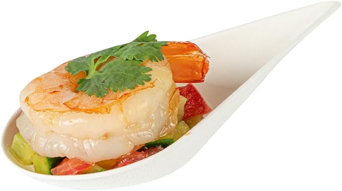 Restaurantware Tasting Spoons - 100 Pack - 4.25 Inch Pulp Safe Home Compostable Teardrop Mini Spoon - Eco-Friendly Sugarcane Bagasse Disposable Utensils for Catering Food Tasting