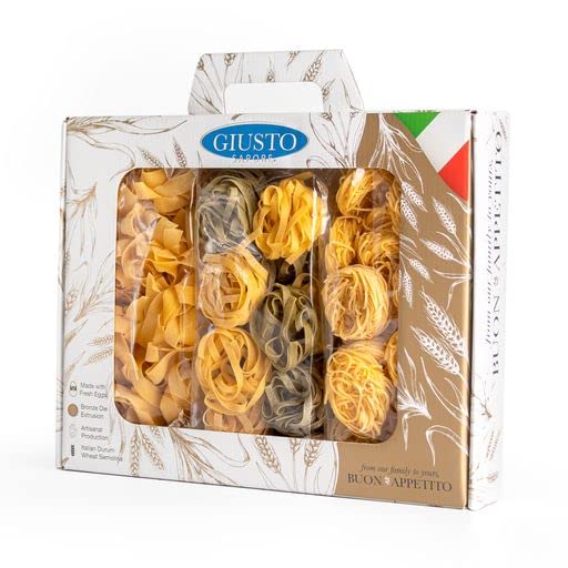 Giusto Sapore Pasta Gift Set - Imported From Italy - Perfect for The Foodie In Your Life - Classic Trio Pappardelle Tagliatelle &amp Tagliolino