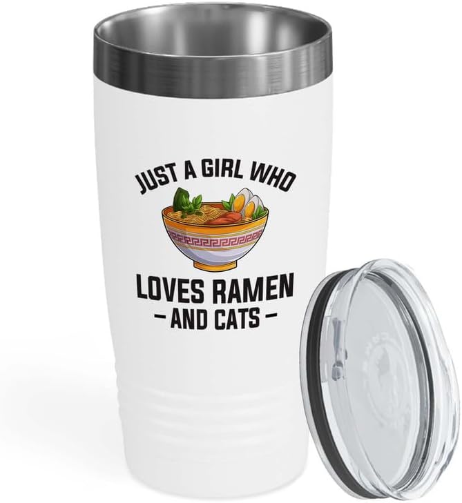 Ramen Lover White Edition Tumbler 20oz - Just a girl who loves - Food Lovers chicken pumpkin vegan pantry spicy noodles