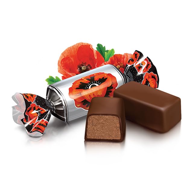 Krasniy Mak with Caramel Crumbs &amp Praline Filling Kosher Delicious Flavorful Sweets Bulk Gourmet Candy Candy 1kg/2.2lbs