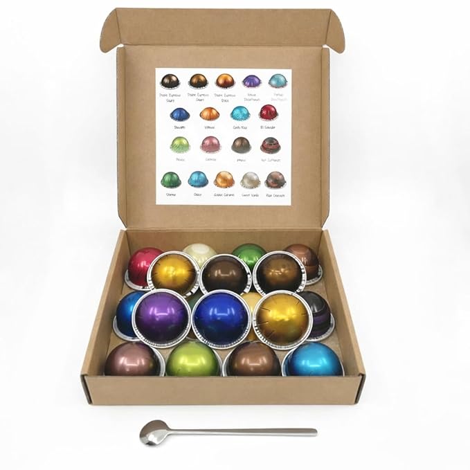 Variety Discovery Sampler 18 Capsules BULK Pack with Spoon / 18 Flavors Exploration Kit/Espresso &amp Lungo Coffee Mix Capsules Pod (18 Variety Pack)