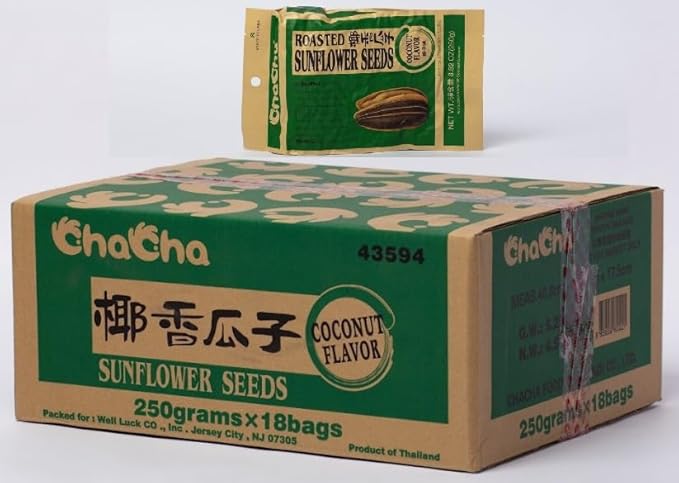 ChaCha Coconut Flavored Roasted Salted Sunflower Seeds 250g X 18 Bags