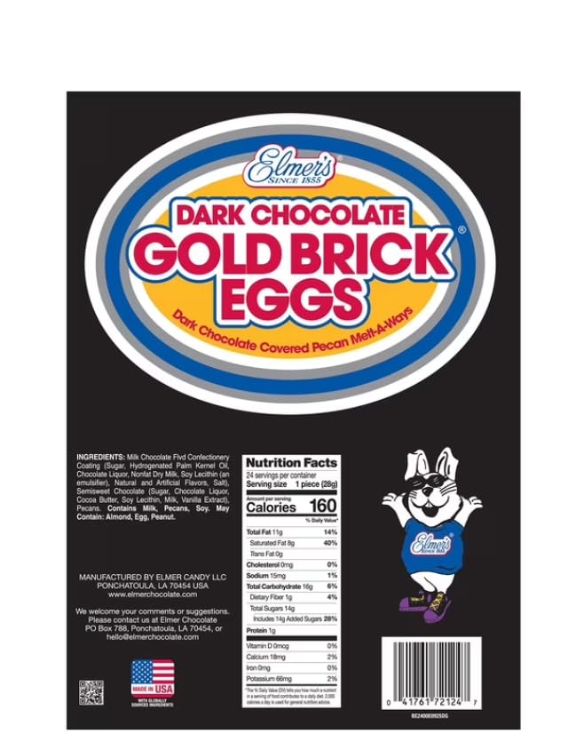 Emer's Easter Chocolate Eggs Assortment Gold Brick Heavenly Hash Pecan Individually Wrapped 10 Count (Milk &amp Dark Chocolate Gold Brick)