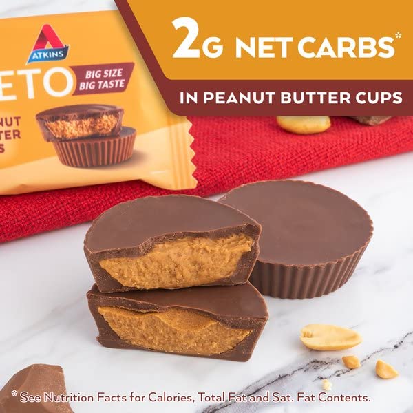 Atkins Keto Peanut Butter CupsNaturally FlavoredZero Grams Added SugarGluten Free20 Count (Pack of 2)