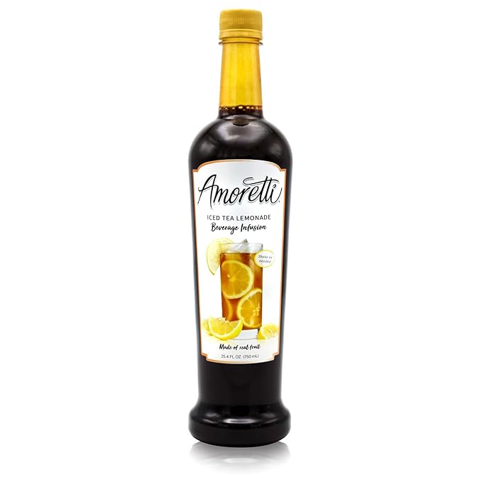 Amoretti - Iced Tea Lemonade Beverage Infusion Drink Mix &amp Water Enhancer with Pump for Flavoring Cocktails Waters Tea and other Beverages 94 Servings Per Bottle (750 ml) Preservative Free