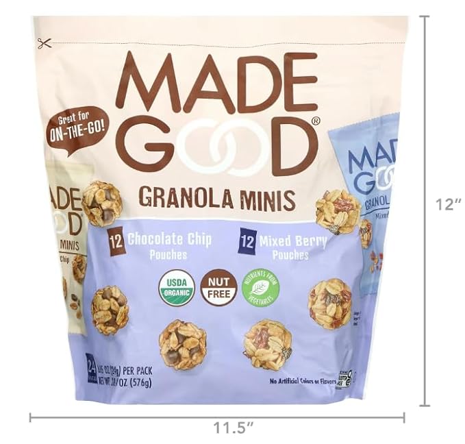 Made Really Good Granola Minis Chocolate Chip and Mixed Berry 24 Pouches USDA Organic Nut Free