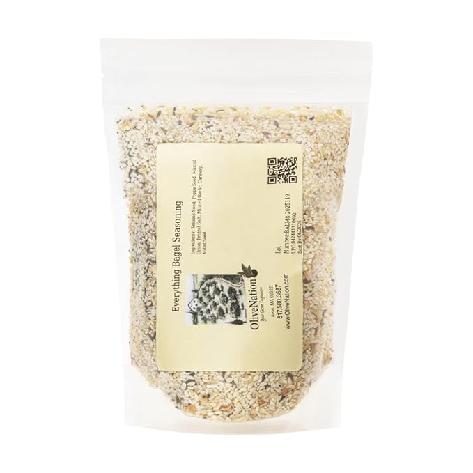 OliveNation Everything Bagel Seasoning - Savory Salty Everything Bagel Spice Blend for Topping Seasoning Dips Rubs Sauces Dressings Adds Flavor &amp Texture to Baked Goods Meats Sides (160.00