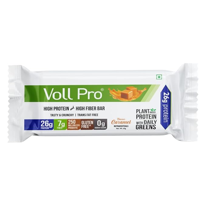 Voll Pro Plant Protein Bar with Daily Greens - High Protein 26g Fiber 7g 0g Sugar - Crunchy Delicious Nutrient-Rich Protein Bars 65g Bar (Pack of 12) (Pack of 12)