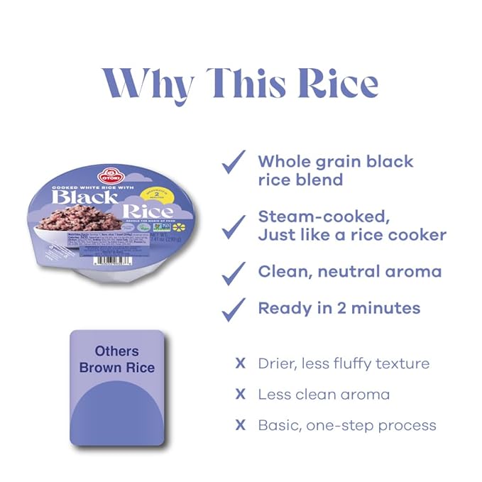 OTOKI Korean Sprouted Black Rice Antioxidant-Rich Purple Rice Bowls Gluten-Free &amp Vegan Ready in 2 Minutes 7.41 oz (Pack of 12)