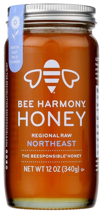 BEE HARMONY HONEY RAW REGIONL N EAST Pack of 6 Size 12 OZ - No Artificial Ingredients Kosher