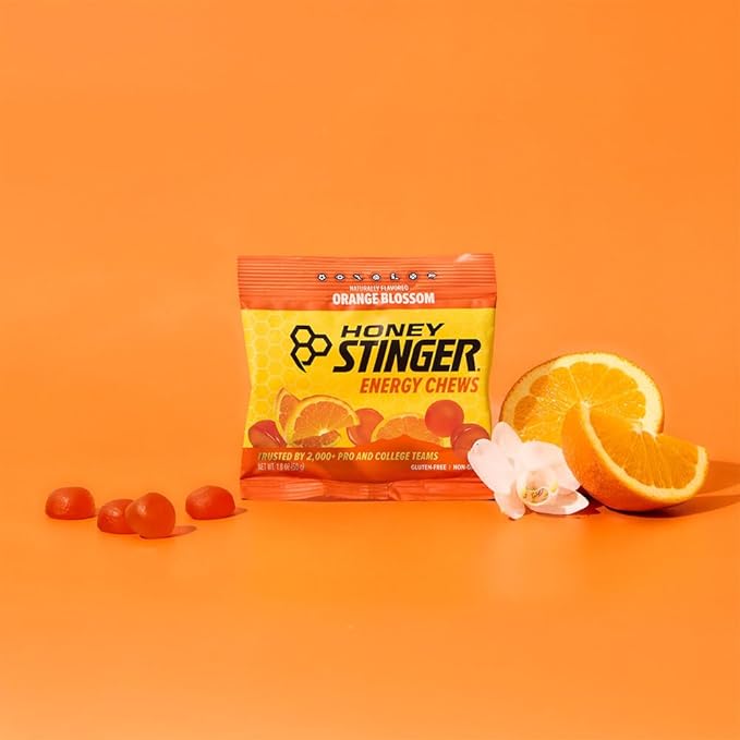 Honey Stinger Organic Orange Blossom Energy Chew Gluten Free &amp Caffeine Free for Exercise Running and Performance Sports Nutrition for Home &amp Gym Pre and Mid Workout 21.6 Ounces (Pack of