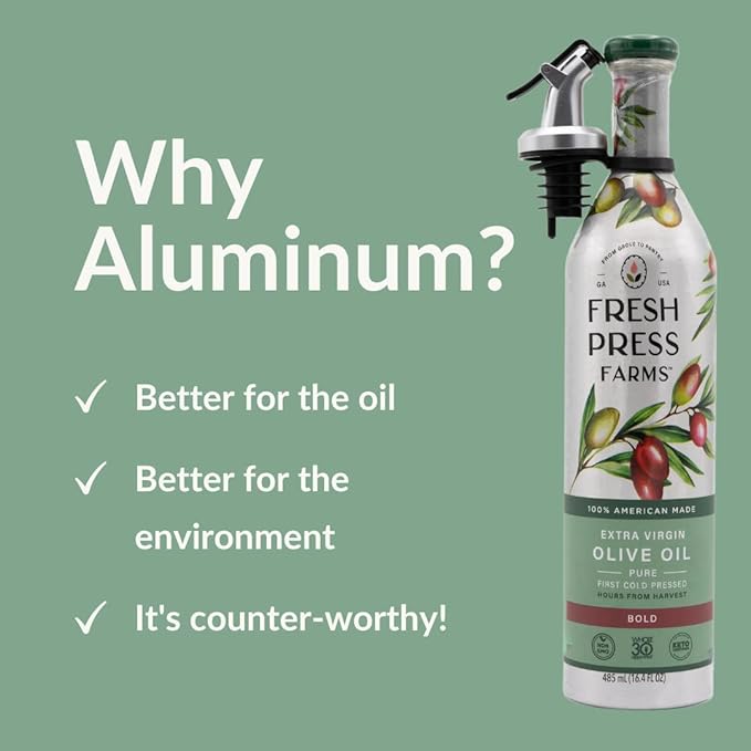 Fresh Press Farms Cold Pressed Mild Extra Virgin Olive Oil 16.4 Fl Oz (Pack of 2) Georgia Grown 100% American Made Unrefined Certified Whole30 Non-GMO Keto Paleo Gluten Free