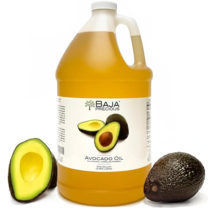 Baja Precious - Avocado Oil 100% Pure 1 Gallon Jug Food Grade Perfect for High Heat Cooking Skincare Hair Treatments Soapmaking &amp More