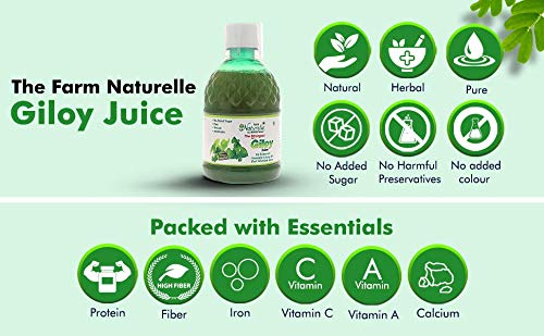 Farm Naturelle 100 % Pure Herbal Giloy Juice 400 ml-No ed Sugar and Honey 55g x 1
