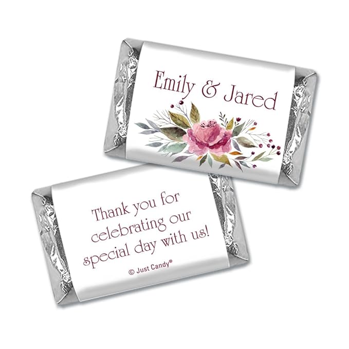 100ct Personalized Pink Floral Miniature Wrapper Favors - Miniatures Not Included
