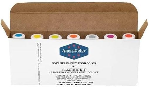 AmeriColor Food Coloring - Electric Kit - Soft Gel Paste 7 .75 Ounce Bottles
