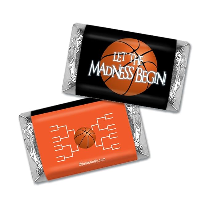 100ct Basketball Party Favors Wrappers for Miniatures Let the Madness Begin (100 Count) - Orange - Candy Not Included
