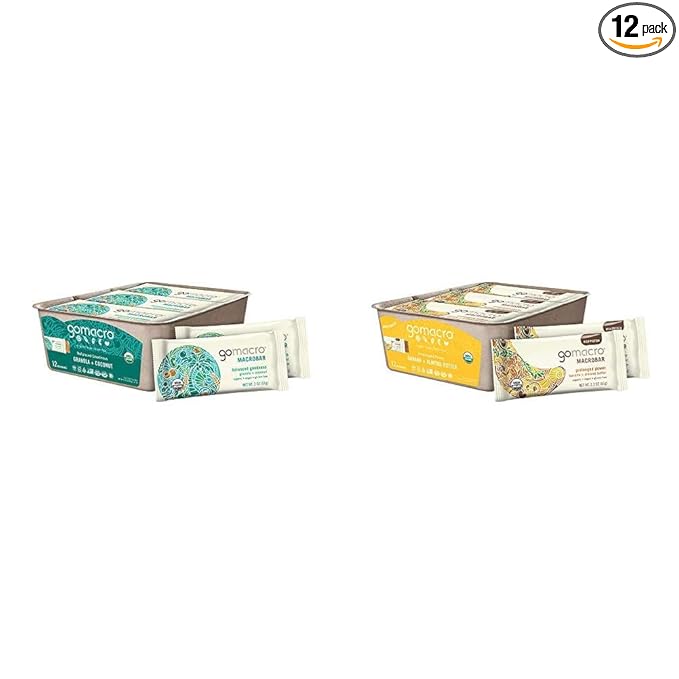 GoMacro MacroBar Organic Vegan Snack Bars - Granola + Coconut and Banana + Almond Butter (2.3 Ounce Bars 12 Count)