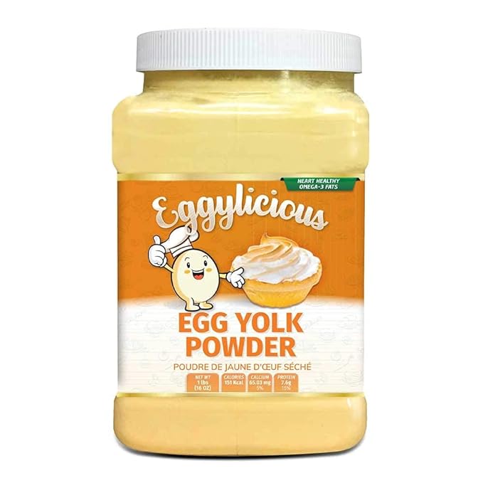 Eggylicious - PACK of 2 - Egg Yolk Powder Dried Natural Protein Powder Made from Fresh Eggs PasteurizedSmoothies Non-GMO No Additives Used for Baking1lbs(16oz)
