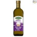 Mantova Garlic Extra Virgin Olive Oil (EVOO) Cold-Pressed and Imported from Italy 34 oz Glass Bottle - Flavorful Topping for Salads Vegetables and Pasta Dishes - Ideal for Dipping Italian Bread or
