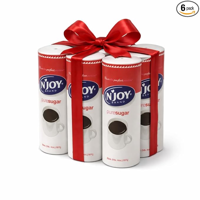 N'JOY Pure Sugar 22oz Canister Pack of 6 Bulk Size