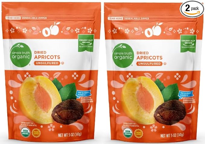 Organic Dried Apricots Unsulfured (Pack Of 2 Bags) 5 oz.