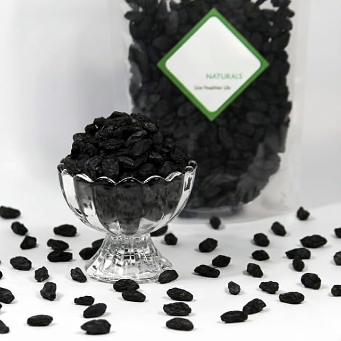 Premium Dry Black Raisins Seeded | Kali Kishmish with Seeds | Dried Black Grapes Fruits 250g [Size - Jumbo]