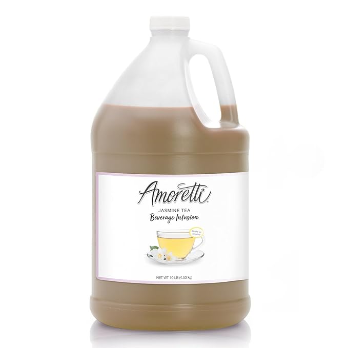 Amoretti - Jasmine Tea Beverage Infusion - Drink Mix &amp Water Enhancer with Pump for Flavoring Cocktails Waters Teas and other Beverages 94 Servings Per Bottle (750 ml) Preservative Free