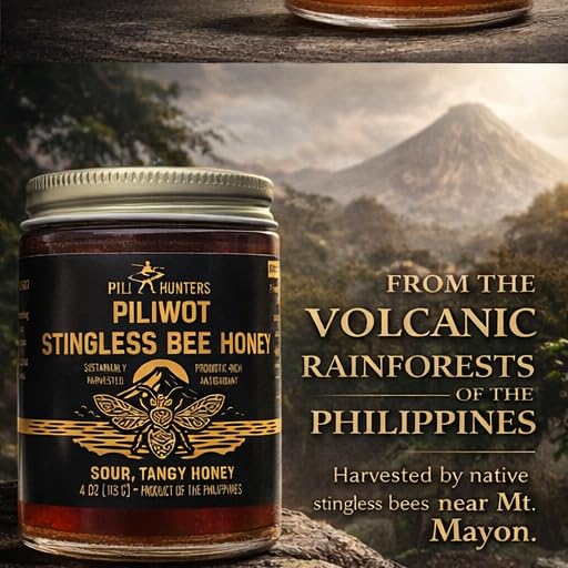 Pili Hunters - Kiwot Stingless Bee Honey Delicious Premium Sweet and Sour Wild Harvested Raw Honey Fermented All Natural Non-GMO Rainforest Superfood (4 oz. Jar)