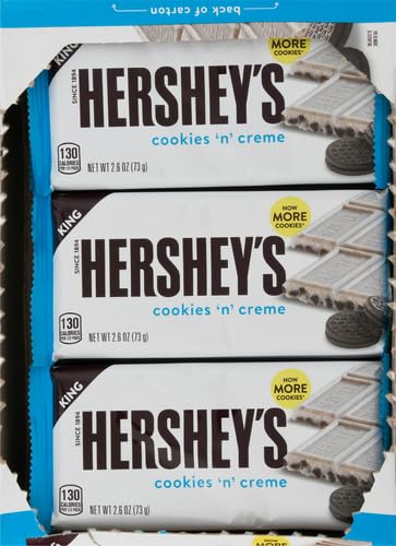 HERSHEY'S COOKIES 'N' CREME King Size Candy Bulk Individually Wrapped 2.6 oz Bars (18 Count)