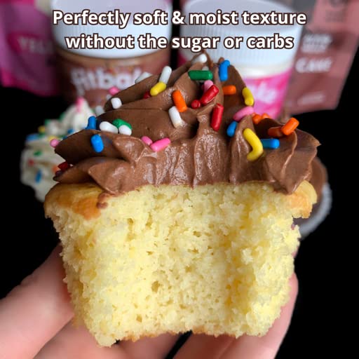 FitBake Yellow Cake Baking Mix and Chocolate Frosting | 0g to 2g Net Carbs Per Serving | Keto Friendly Low Carb Food | Naturally Sweetened Keto Snacks | Gluten Free Desserts | No Added Sugar