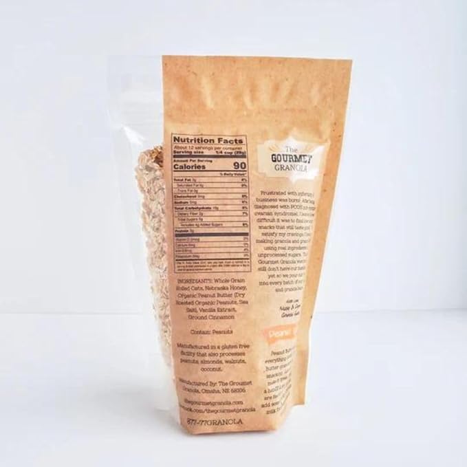 The Gourmet Granola | Peanut Butter Granola | Bits Of Peanut Butter Goodness | Gluten Free | Dairy Free &amp Soy Free | Made in Nebraska USA | 12 oz Bag | 3 Pack