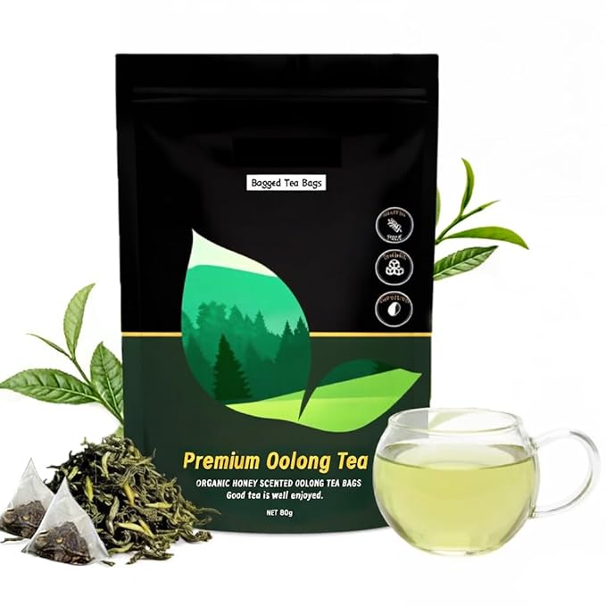 Organic Whole Leaf Oolong Tea Bags | Calming &amp Relaxing Tea for Daily Stress Relief Cortisol Balance &amp Digestive Ease | 20 Bags of Premium Loose Leaf Style Tea | Vegan Non-GMO | Perfect for
