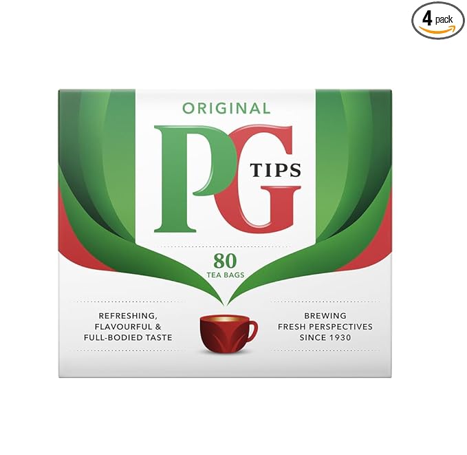 PG Tips Black Tea Bags 80-Count Boxes (Pack of 4)