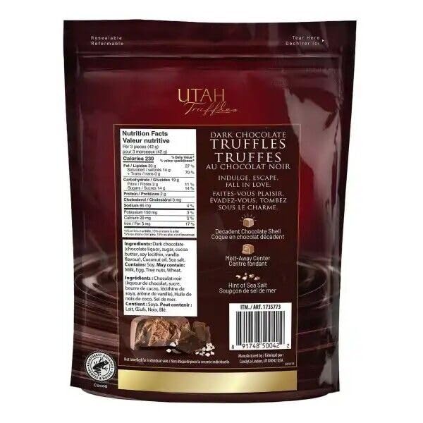 Utah Truffles Individually Wrapped Gourmet Smooth Truffles 16oz 34pieces (16 Ounce Dark Chocolate Sea Salt)