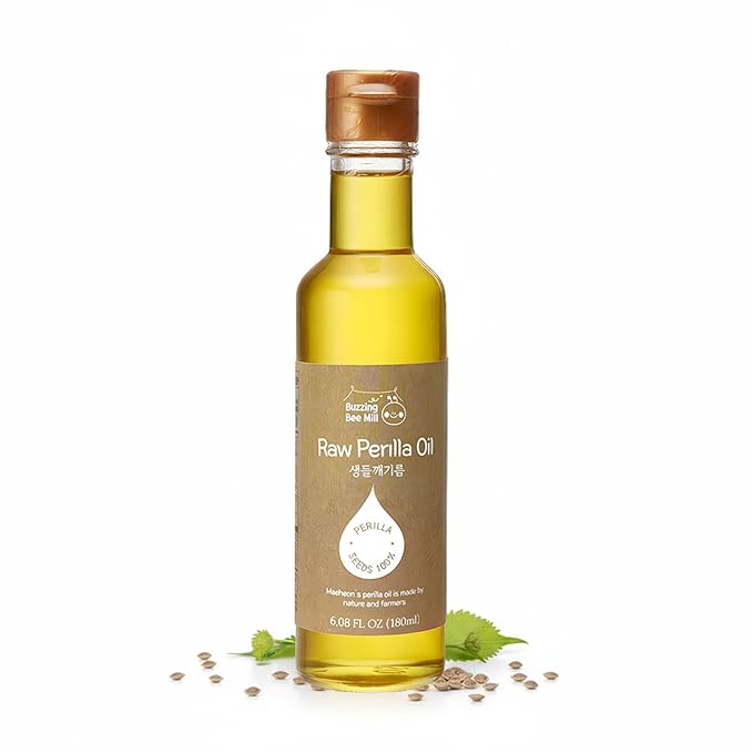 Korean Food Cold-Pressed Raw Perilla Oil 180 ml (6.1 fl oz) 100% Perilla Seeds Nutty Flavor for Cooking &amp Salad Dressing 저온압착 생들기름