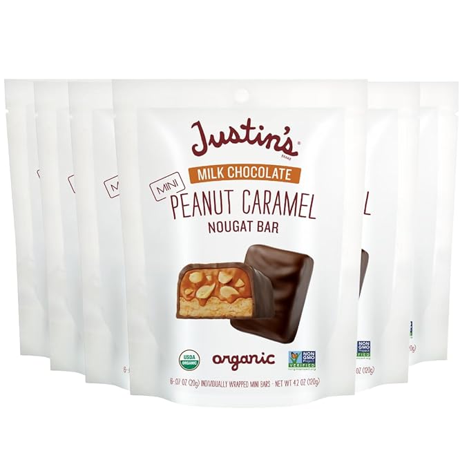 Justin's Milk Chocolate Peanut Caramel Nougat Bar 6 Pack