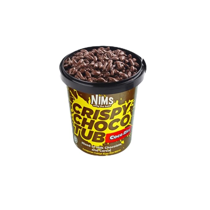NIMS Crispy Choco Tub – Mixed Milk Chocolate &amp Cereal Crunchy Snack Multiple Flavours Sweet Party Treats Dessert Topping 8.82 oz (250 gm) pack of 8 one flavor each