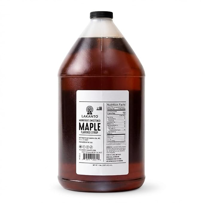 Lakanto Sugar Free Maple Flavored Syrup Sweetener with Monk Fruit and Erythritol 128 fl oz