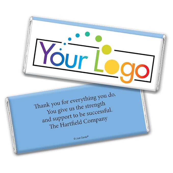 96ct Custom Candy Promotional Products Add Your Logo Candy Chocolate Bar (100 Pack) - Light Blue