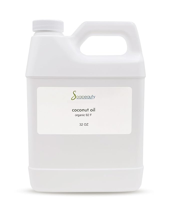 Soapeauty Coconut Oil 92 Degree | 100% Pure Refined Coconut Oil | High Melt Oil for Soap Making Body Butters Balms &amp DIY Skincare | 32 fl oz