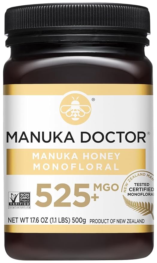 Manuka Doctor - MGO 525+ Manuka Honey Monofloral 100% Pure New Zealand Honey. Certified. Guaranteed. Raw. Non-GMO (17.6 oz)
