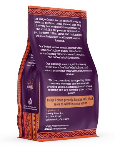 Twiga Coffee Rwandan Whole Bean – Organic Medium Roast Arabica with Caramel Cinnamon &amp Citrus Flavor Notes – Single Origin Fresh Roasted Rwandan Coffee for a Smooth Bold Cup – 12 oz
